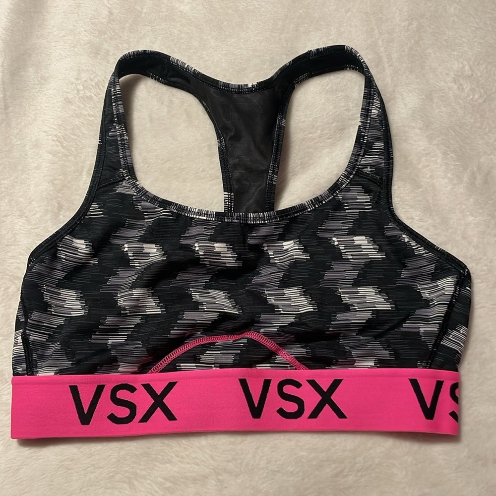 VS Player Sports Bra (b&w with pink band)